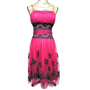 ❄️ YNES: Stunning Red & Blk Lace Cocktail Dress